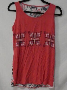 SUWEN LINGERIE Coral Southwest Graphic Print Tank Top Large